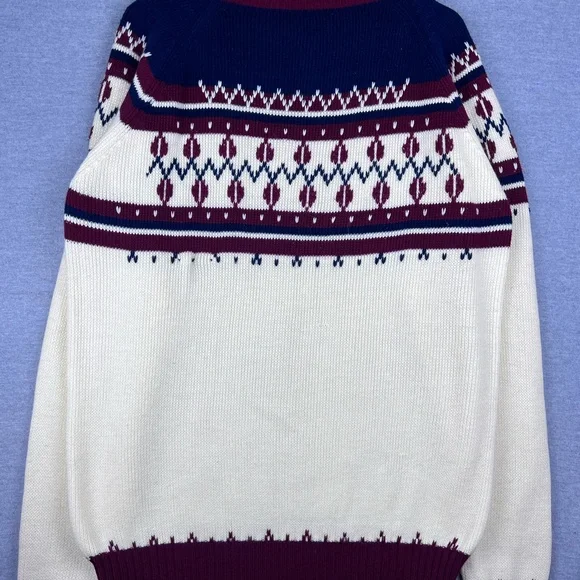 Vintage 70 80s JC Penney Nordic Fair Isle Cable Knit Acrylic Sweater Mens M